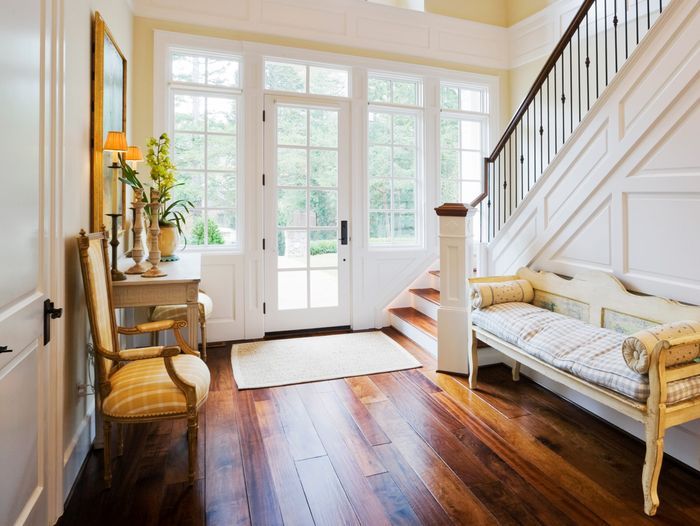 Home entry way with squeaky hardwood floors.