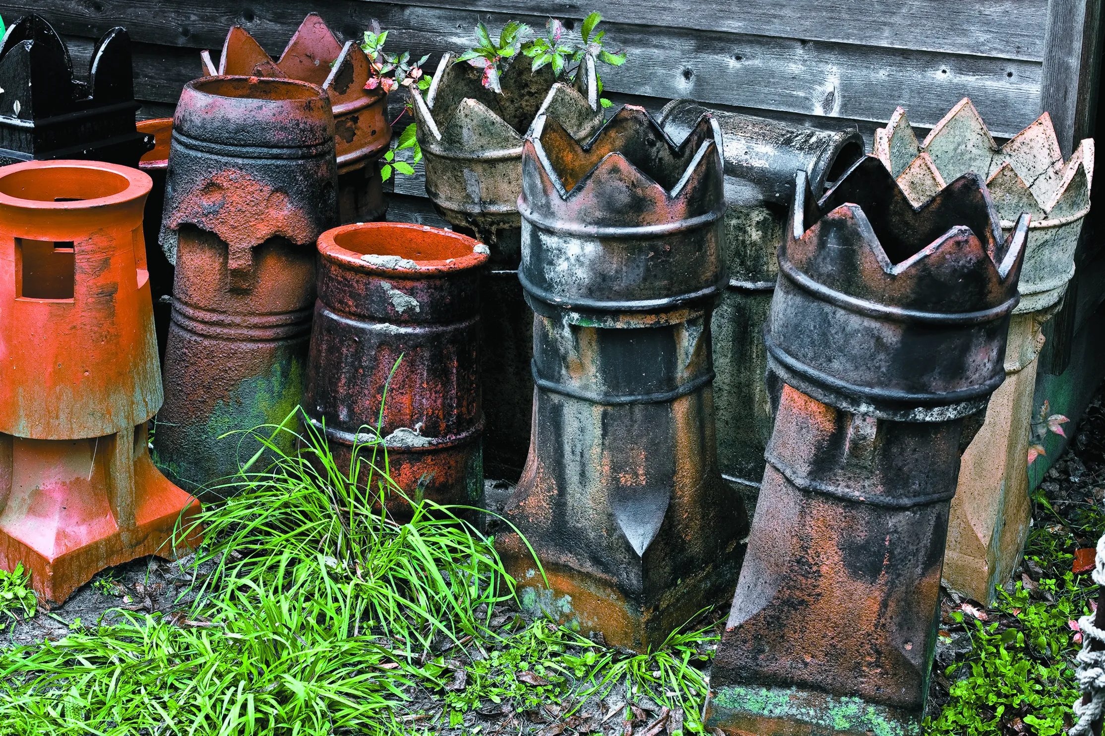 a collection of barnegat, chimney pots