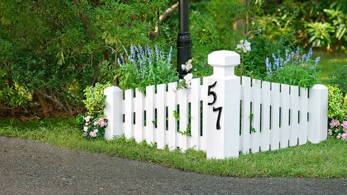 A completed wooden driveway marker