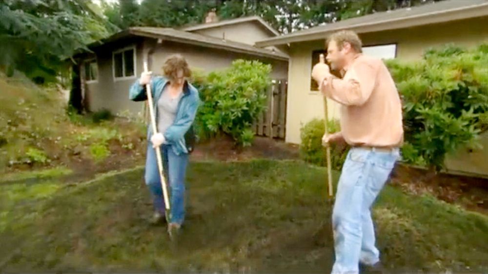 Roger Cook helps rejuvenate a lawn