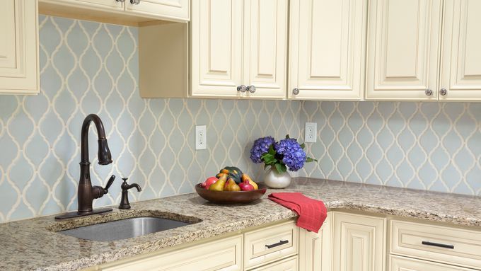 backsplash installed with a peel and stick mat by Mark Powers