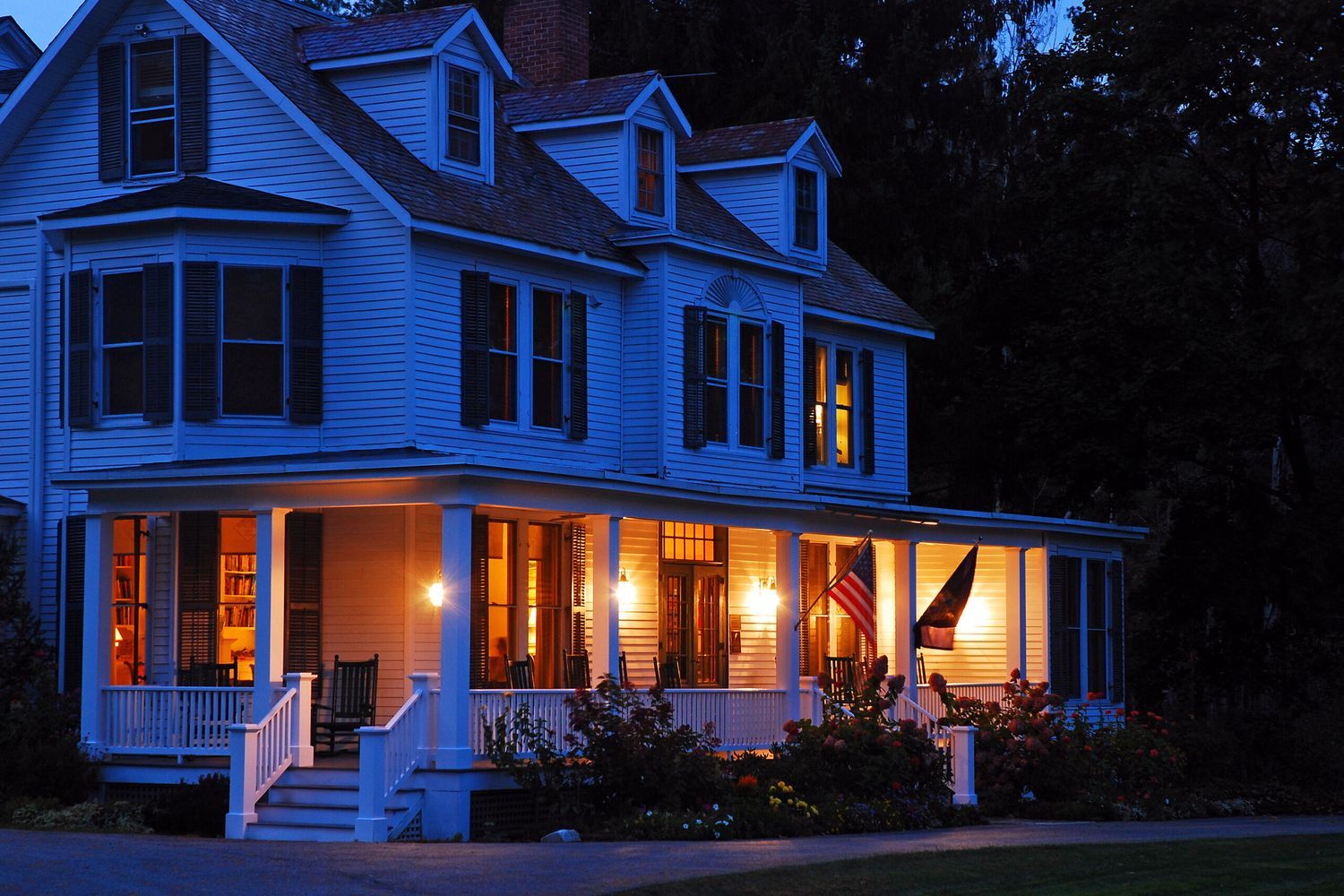 House with a Battery Backup System with Lower Level Lights On