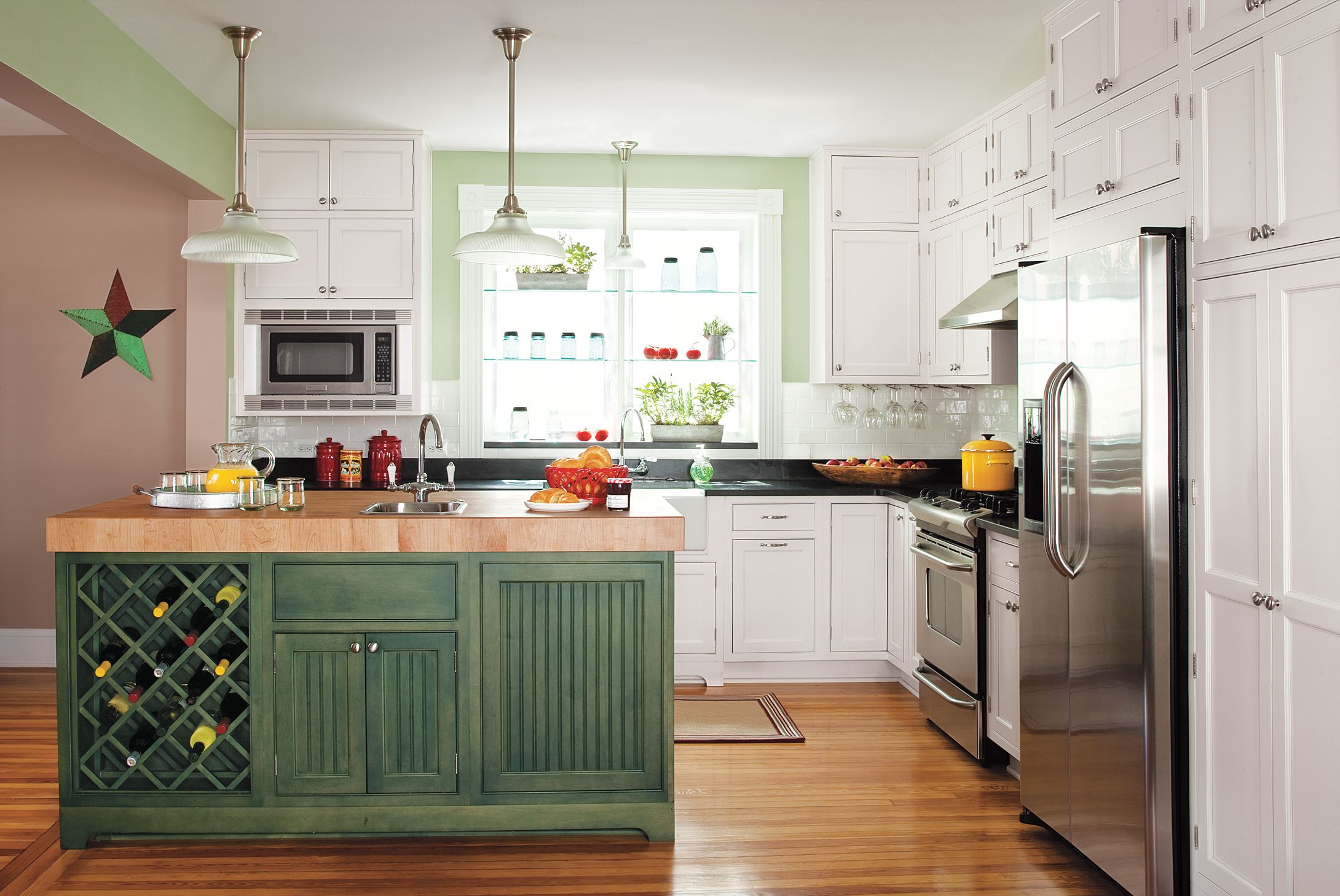 kitchen with mint green accents - Google Search  Sage green kitchen, Green  kitchen, Green kitchen accessories