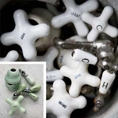 A collection of vintage taps that could be used for a towel rack project.