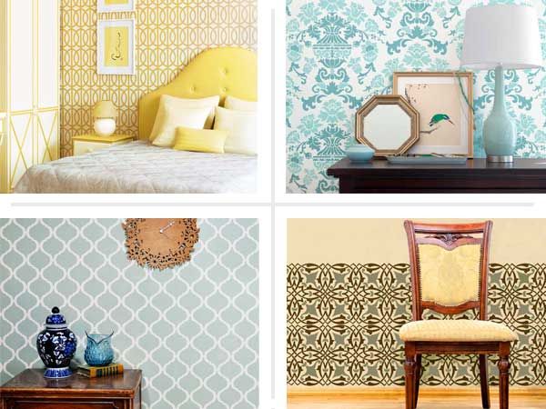 Delicate Floral Damask Wall Mural Stencils for Painting DIY Wall