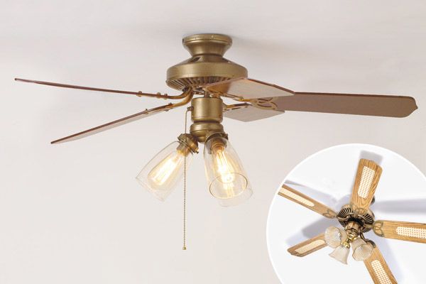 A ceiling fan before and after being updated and spiffed up.