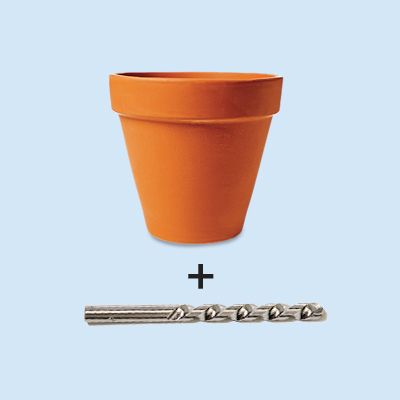 Terra-cotta pot and a drill tip