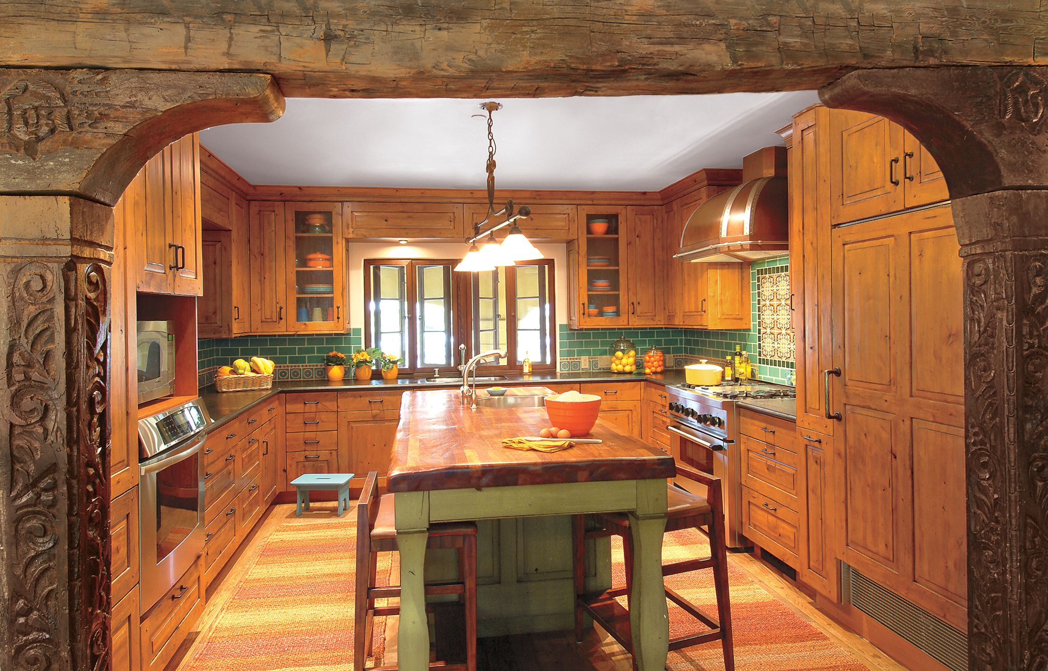 vintage green kitchen cabinets