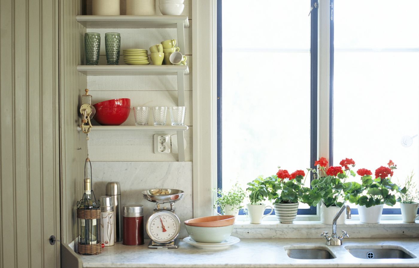 Kitchen with open shelves