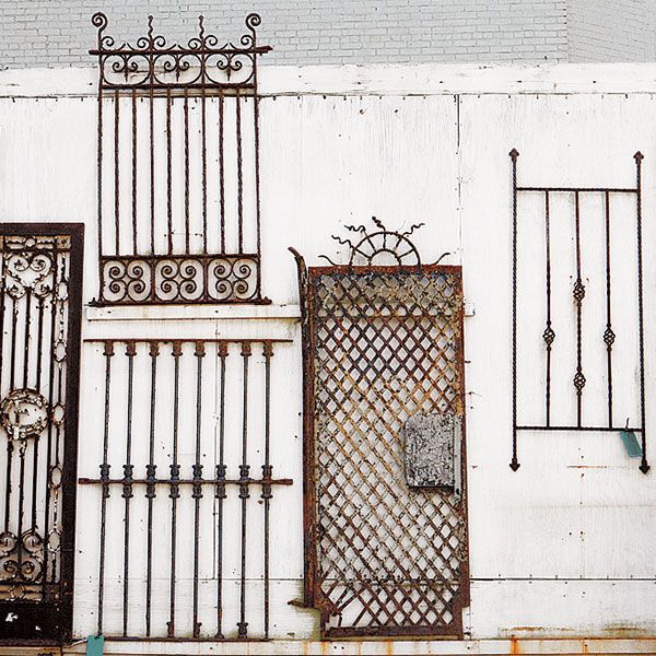 Different style of iron window guards.