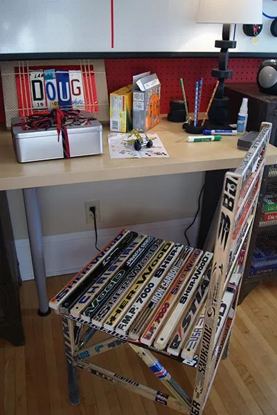 Hockey stick chair