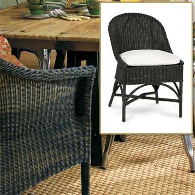 Image of a rattan dining chair used to create a rustic French look