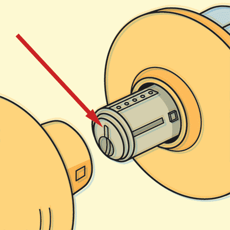 Image of a keyway in a cylinder lock