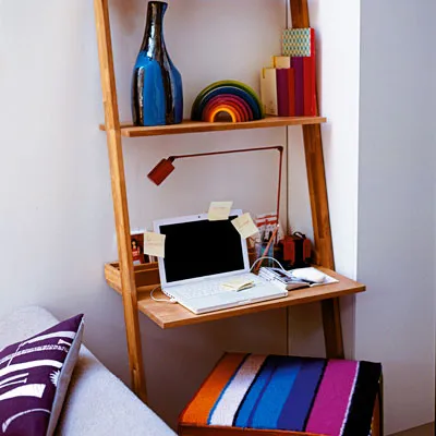 A wall mounted homework station which props up against the wall. 