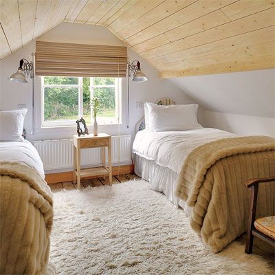 A ceiling covered by wood flooring scraps.