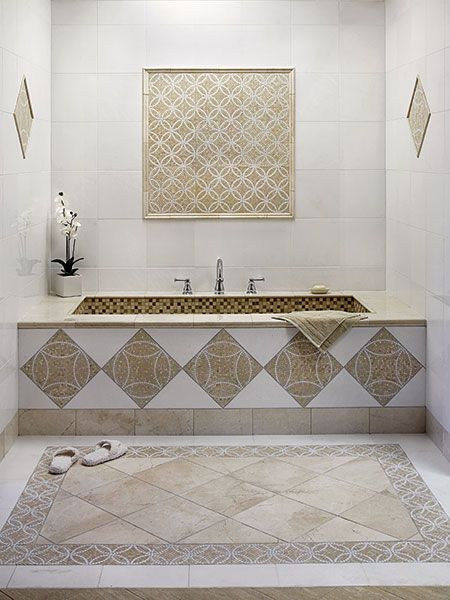 Beige tile rug design to look like a bathmat.