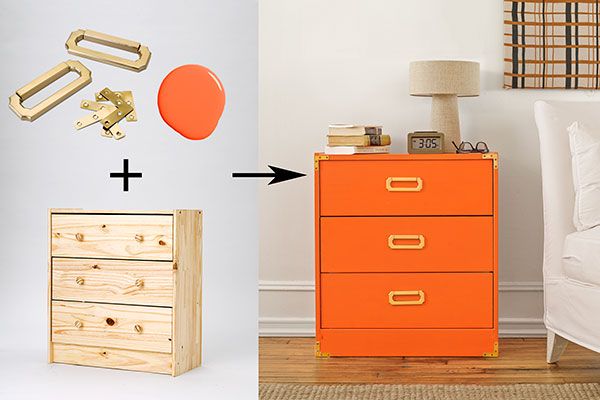 A DIY campaign-style dresser.