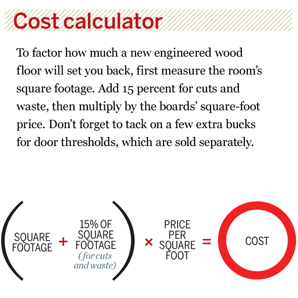 A cost calculator for engineered wood floors.