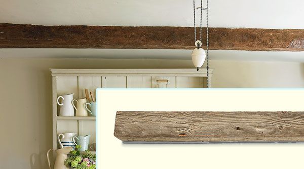 Rustic wood beam in a Farmhouse-Fresh Breakfast Nook.