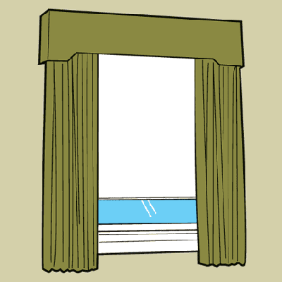 Illustration of Layered Window treatments.