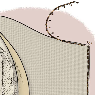 an illustration of adding decorative elements to an upholstered headboard