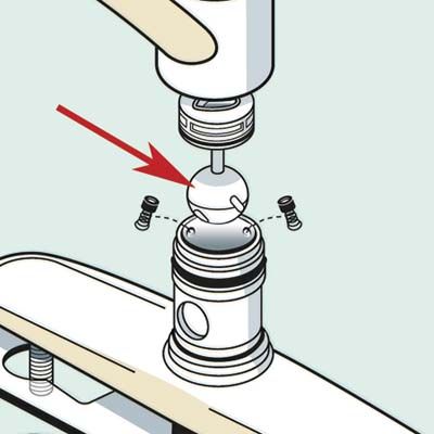 Ball valve in a kitchen faucet.