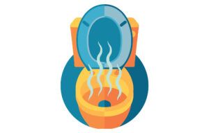 Illustration of a bad smelling toilet.