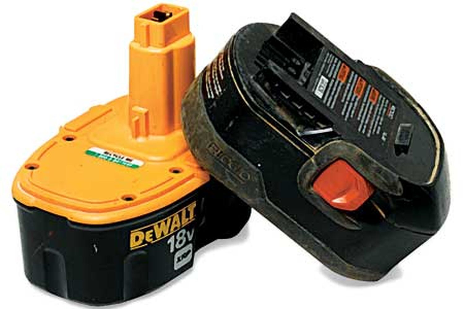 a pair of rechargeable batteries in need of recycling.