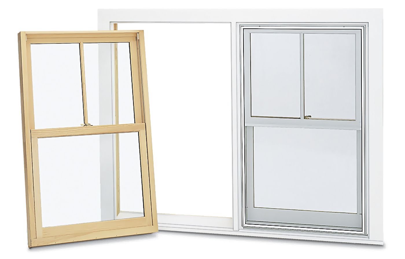 Frame-and-sash insert wooden window.