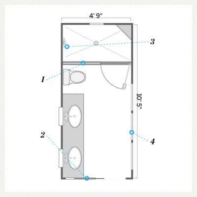 small narrow bathroom floor plans