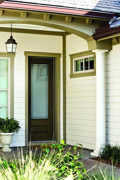 Image of a home with yellow fiber-cement siding