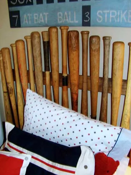 Baseball bat headboard