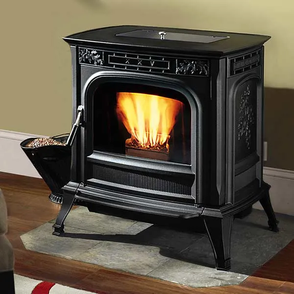 A freestanding pellet stove.