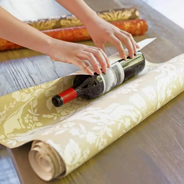 Wine wrapped in wallpaper