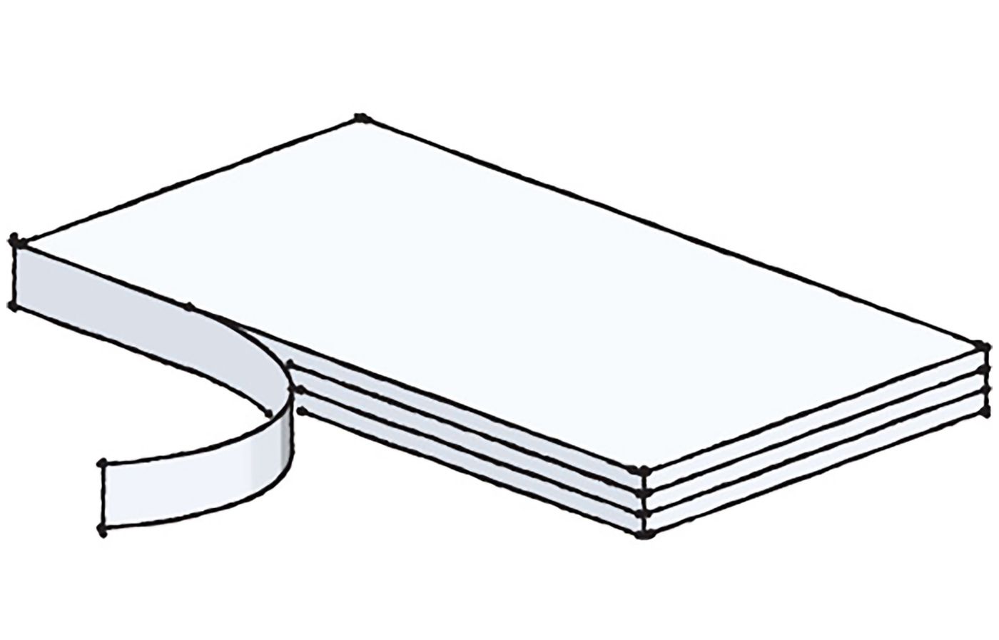 Illustration of a veneer tape bookshelf edge treatment.