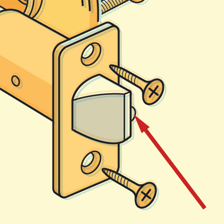 Image of a dead latch plunger within a lockset