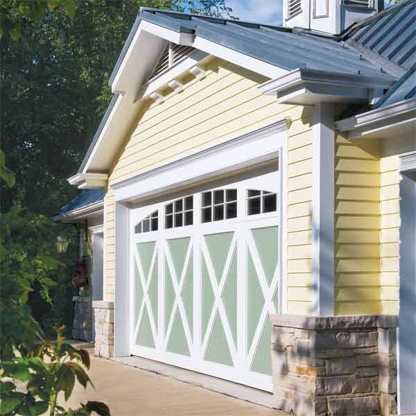 A painted garage door.