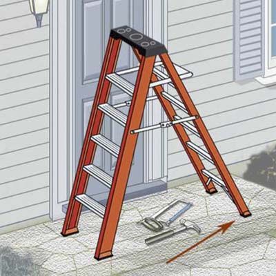 Ladder feet evenly on the ground