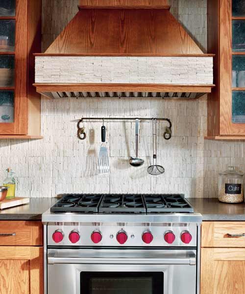 A modern vent hood in a kitchen.