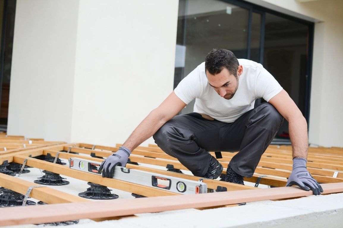 Wood deck installation