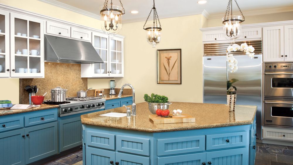 Stone countertop in kitchen