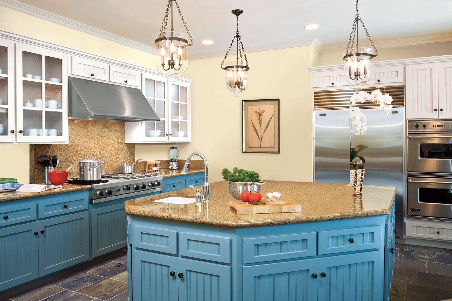 Stone countertop in kitchen