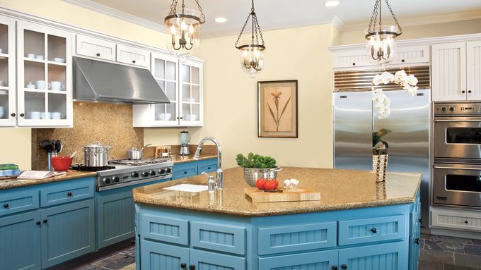 Stone countertop in kitchen