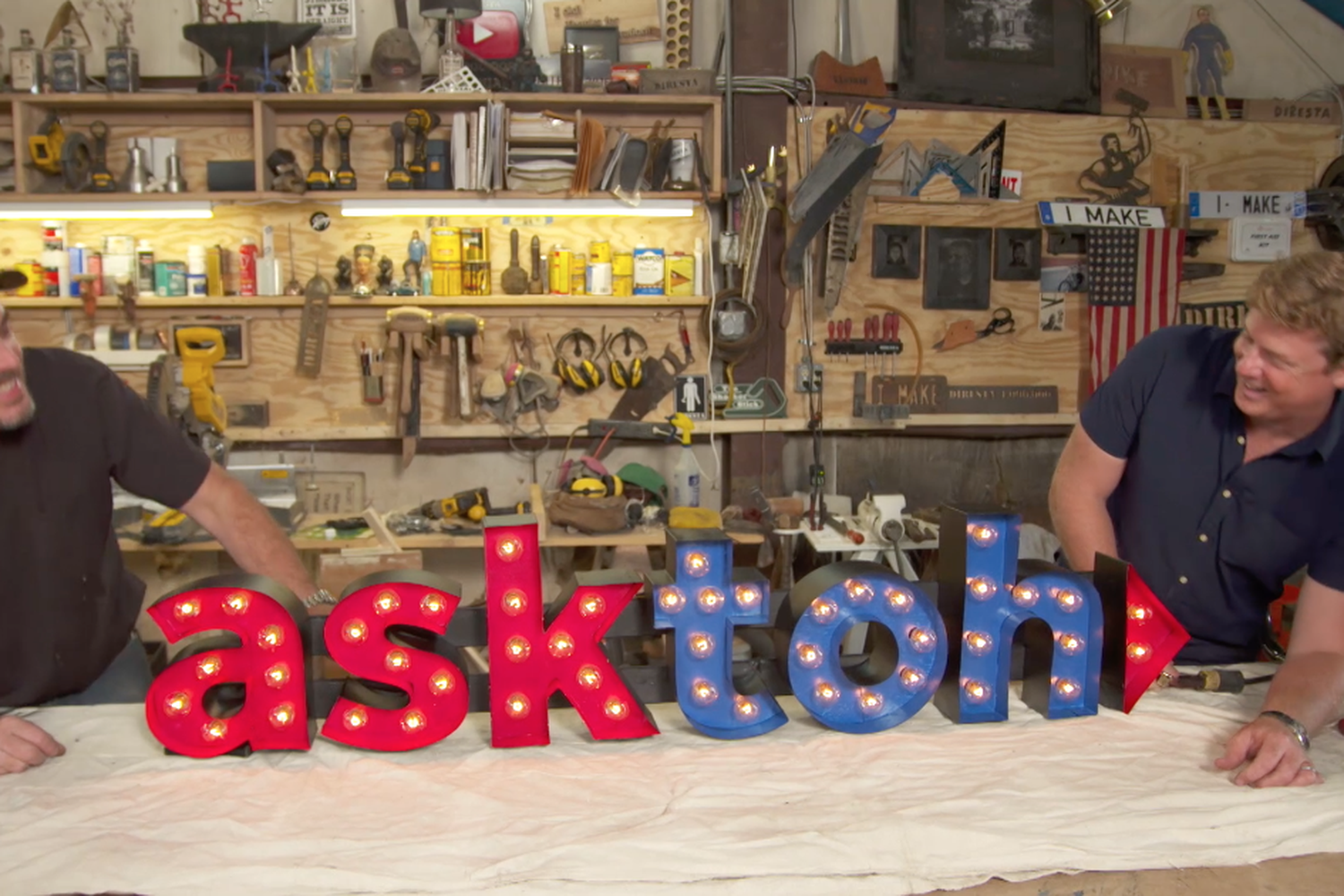 "ask toh" spelled out in lit up marquee letters
