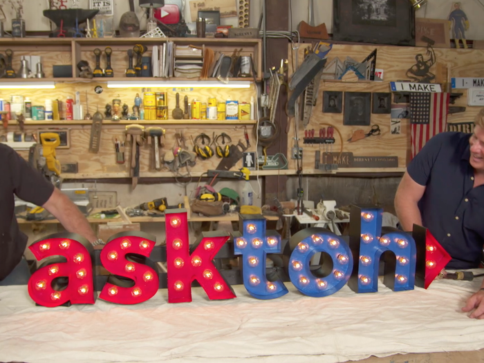 "ask toh" spelled out in lit up marquee letters