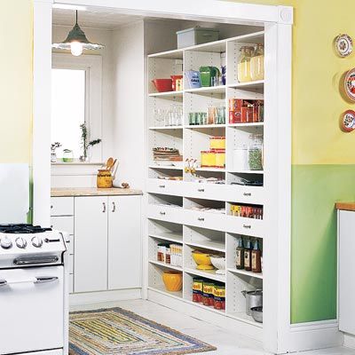 a nook off of a kitchen that serves as a pantry