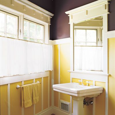 A bathroom with bold paint.