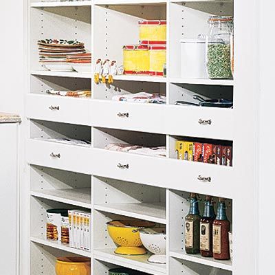 drawers and shelves of a pantry nook