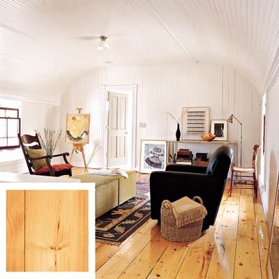 Room with white pine style hardwood floors.