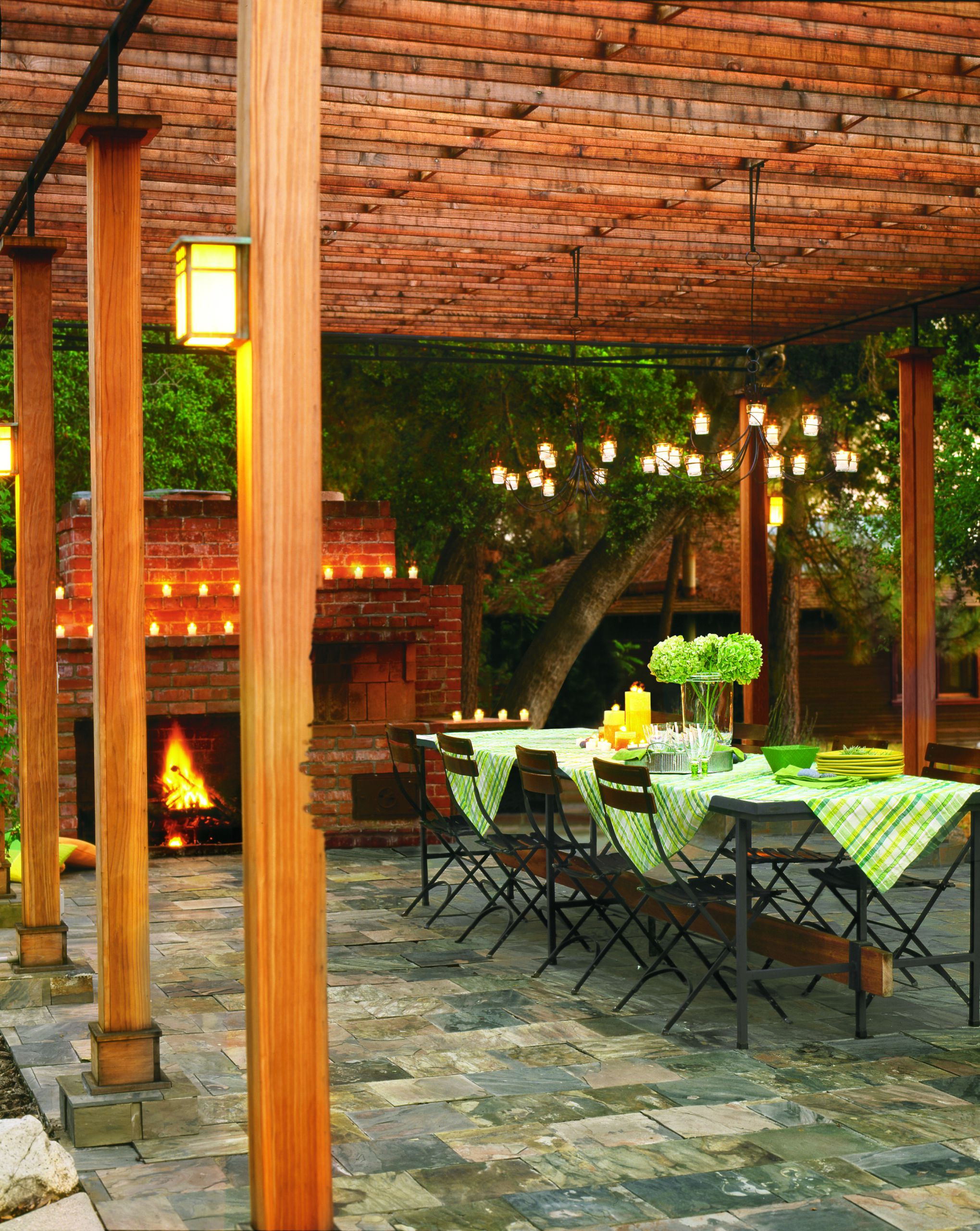 A pergola for an outdoor dining space.